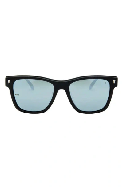 Mita Sustainable Eyewear The Wave 50mm Square Sunglasses In Matte Black/ Silver Mirror