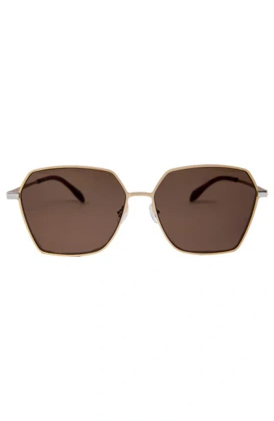 Mita Sustainable Eyewear Tuscany 63mm Oversized Square Sunglasses In Matte Gold / Gradient Brown