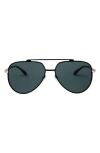 Mita Sustainable Eyewear Vizcaya 58mm Aviator Sunglasses In Matte Black/ Green