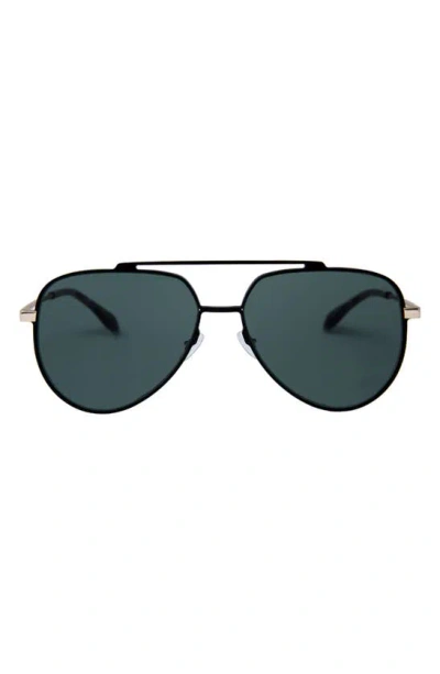 Mita Sustainable Eyewear Vizcaya 58mm Aviator Sunglasses In Matte Black/ Green