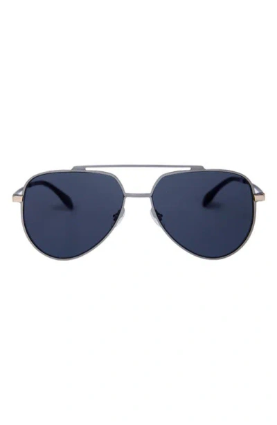 Mita Sustainable Eyewear Vizcaya 58mm Aviator Sunglasses In Matte Light Gun/ Smoke