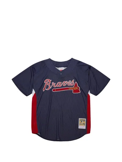 Mitchell & Ness 007 Atlanta Braves Striped-detail Top In Blue