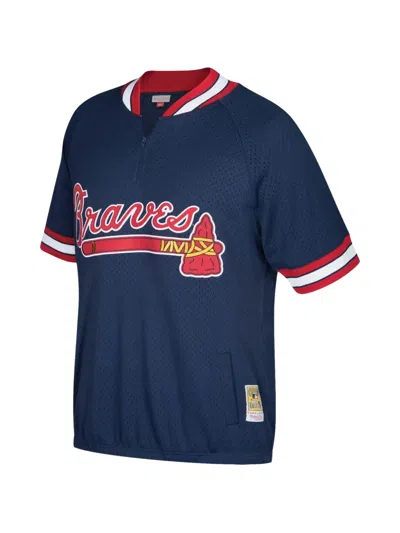 Mitchell & Ness 1991 Atlanta Braves Half-zip Polo Shirt In Blue