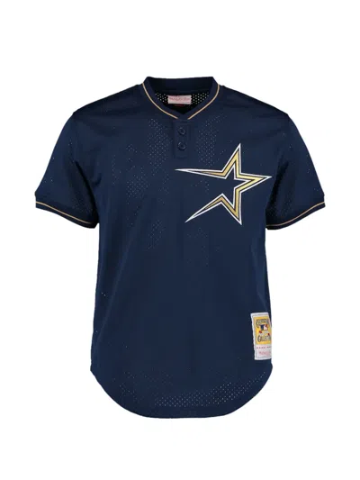 Mitchell & Ness 1997 Houston Astros Star-print Short-sleeve Polo Shirt In Blue