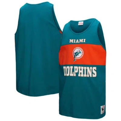 Mitchell & Ness Aqua Miami Dolphins Retro Colorblock Tank Top In Green