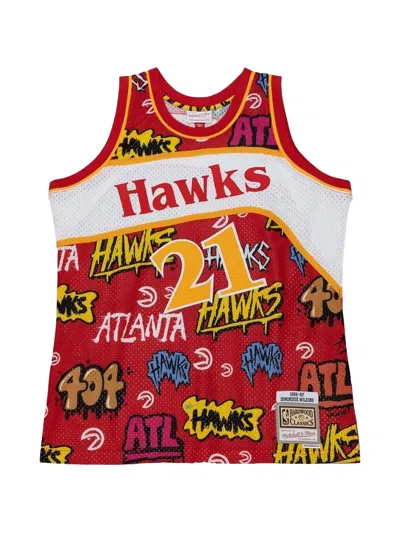 Mitchell & Ness Atlanta Hawks 1986 Dominique Wilkins Slap Sticker Swingman Vest In Red
