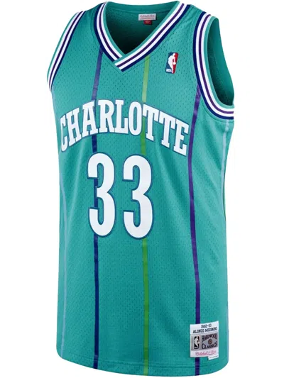 Mitchell & Ness Authentic Road Hornets 1992 Alonzo Mourning "teal" Jersey In Green