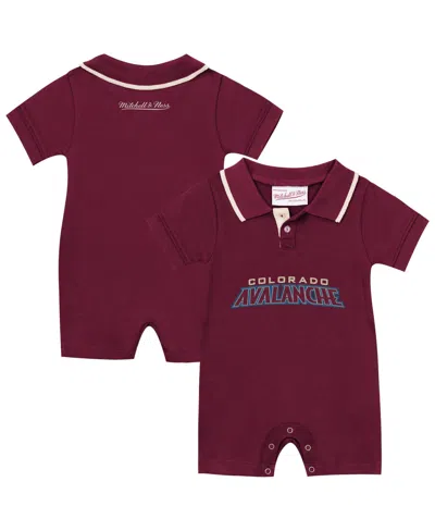 Mitchell & Ness Kids' Baby Boys And Girls Burgundy Colorado Avalanche Retro Roots Rugby Romper