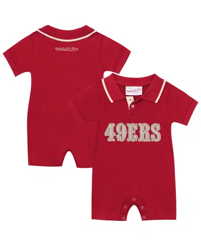 Mitchell & Ness Kids' Baby Boys And Girls Scarlet San Francisco 49ers Retro Roots Rugby Romper In Red