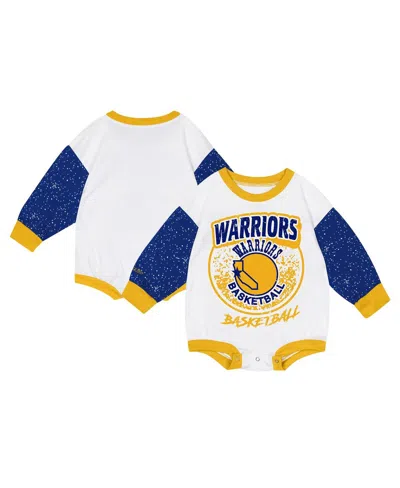 Mitchell & Ness Kids' Baby Boys And Girls White Golden State Warriors Hardwood Classics Posterboard Oversize Long Sleeve B
