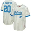 Mitchell & Ness Barry Sanders Cream Detroit Lions Name & Number Mesh Button-up Baseball Jersey In White