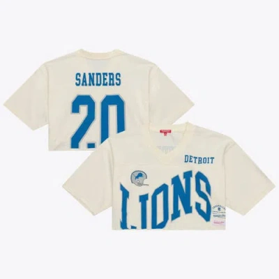 Mitchell & Ness Barry Sanders Cream Detroit Lions Retired Player Cropped Fashion Jersey In White
