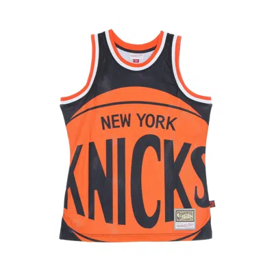Mitchell & Ness Basketball Type Men's Tank Top Nba Big Face Blown Out Fashion Jersey Hardwood Classics Neykni Black/ In Orange