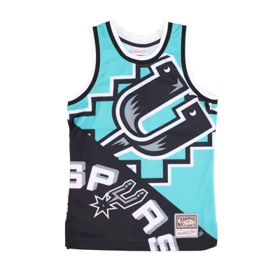 Mitchell & Ness Basketball Type Men's Tank Top Nba Big Face Fashion Tank 5.0 Hardwood Classics Saaspu Teal In Blue