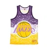 Mitchell & Ness Basketball Type Men's Tank Top Nba Jumbotron Sublimated Mesh Tank Hardwood Classics Loslak Light Gol In Purple