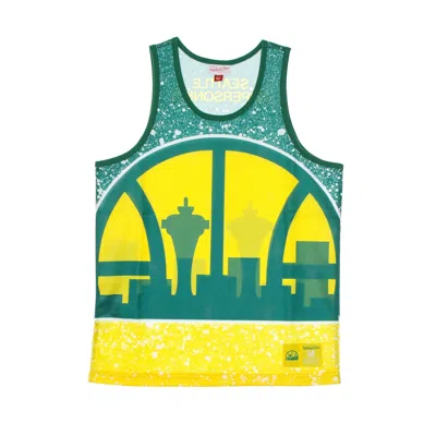 Mitchell & Ness Basketball Type Men's Tank Top Nba Jumbotron Sublimated Mesh Tank Hardwood Classics Seasup Yellow/or