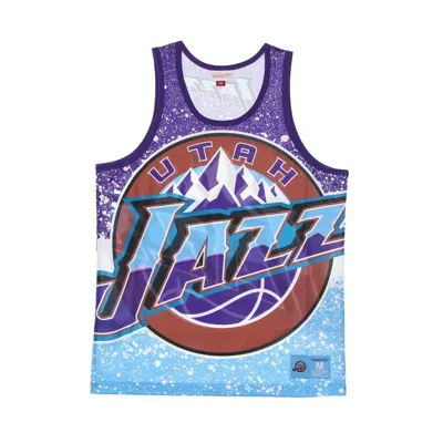 Mitchell & Ness Basketball Type Men's Tank Top Nba Jumbotron Sublimated Mesh Tank Hardwood Classics Utajaz Light Blu In Blue