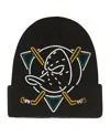 Mitchell & Ness Big Boys And Girls Black Anaheim Ducks Neon Line Lights Cuffed Knit Hat In Black