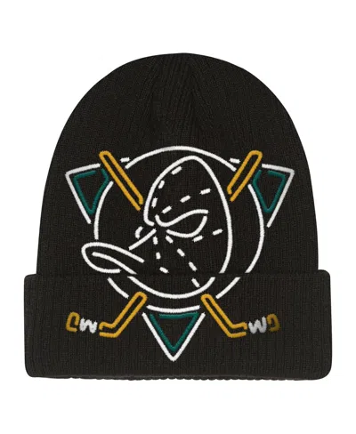 Mitchell & Ness Kids' Big Boys And Girls Black Anaheim Ducks Neon Line Lights Cuffed Knit Hat
