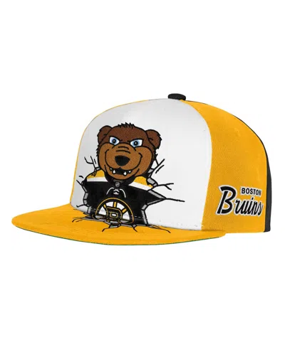 Mitchell & Ness Kids' Big Boys And Girls Black Boston Bruins Mascot Snapback Hat In Orange