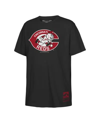 Mitchell & Ness Kids' Big Boys And Girls Black Cincinnati Reds Retro Logo T-shirt