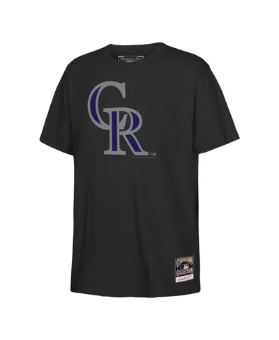 Mitchell & Ness Kids' Big Boys And Girls Black Colorado Rockies Retro Logo T-shirt