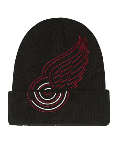 Mitchell & Ness Kids' Big Boys And Girls Black Detroit Red Wings Neon Line Lights Cuffed Knit Hat