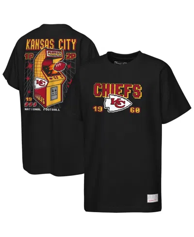 Mitchell & Ness Kids' Big Boys' And Girls' Black Kansas City Chiefs Retro Arcade T-shirt