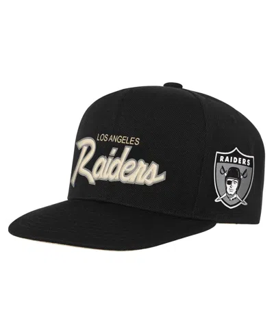 Mitchell & Ness Kids' Big Boys And Girls Black Las Vegas Raiders Cream Team Script Snapback Hat