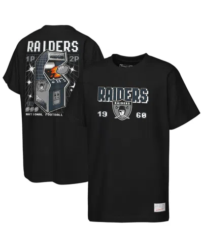 Mitchell & Ness Kids' Big Boys' And Girls' Black Las Vegas Raiders Retro Arcade T-shirt