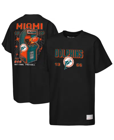 Mitchell & Ness Kids' Big Boys' And Girls' Black Miami Dolphins Retro Arcade T-shirt