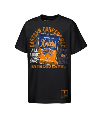Mitchell & Ness Kids' Big Boys And Girls Black New York Knicks All About The Chip Premium T-shirt