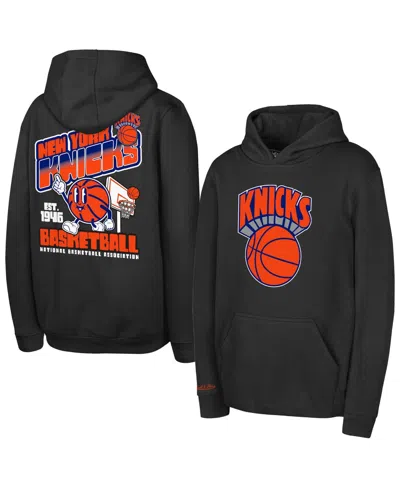 Mitchell & Ness Kids' Big Boys' And Girls' Black New York Knicks Free Throwback Fleece Hoodie