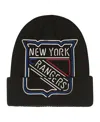 Mitchell & Ness Big Boys And Girls Black New York Rangers Neon Line Lights Cuffed Knit Hat In Black