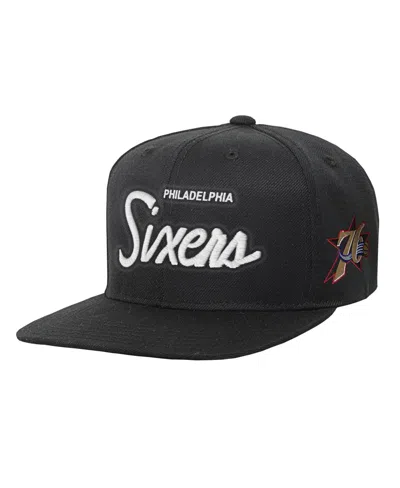 Mitchell & Ness Kids' Big Boys' And Girls' Black Philadelphia 76ers Head Coach Flat Brim Snapback Hat