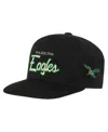 Mitchell & Ness Big Boys And Girls Black Philadelphia Eagles Cream Team Script Snapback Hat In Black