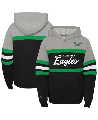 Mitchell & Ness Kids' Big Boys And Girls Black Philadelphia Eagles Throwback Head Coach Pullover Hoodie