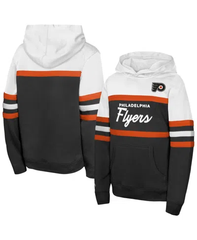 Mitchell & Ness Kids' Big Boys' And Girls' Black Philadelphia Flyers Head Coach Hoodie In Black,white