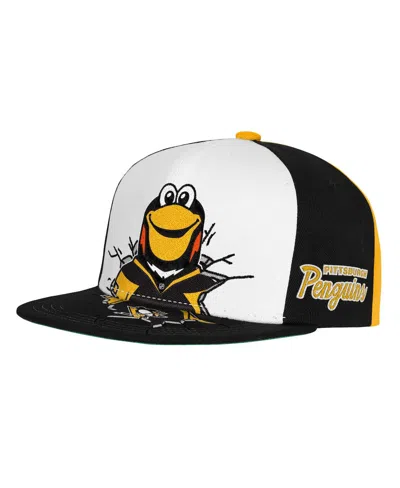 Mitchell & Ness Kids' Big Boys And Girls Black Pittsburgh Penguins Mascot Snapback Hat In Pattern
