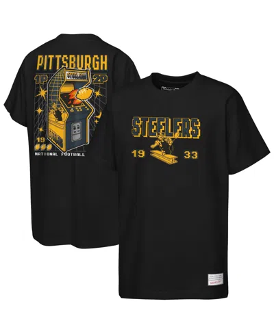 Mitchell & Ness Kids' Big Boys' And Girls' Black Pittsburgh Steelers Retro Arcade T-shirt