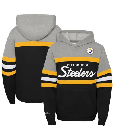 Mitchell & Ness Kids' Big Boys And Girls Black Pittsburgh Steelers Throwback Head Coach Pullover Hoodie