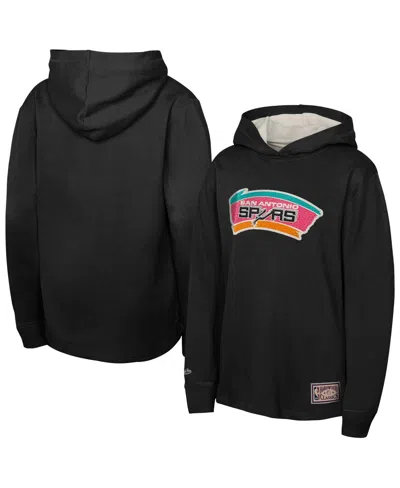 Mitchell & Ness Kids' Big Boys And Girls Black San Antonio Spurs Hardwood Classics Lightweight Thermal Long Sleeve Hoodie 