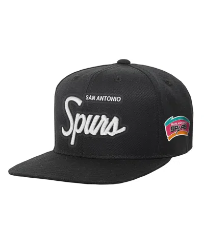 Mitchell & Ness Kids' Big Boys' And Girls' Black San Antonio Spurs Head Coach Flat Brim Snapback Hat In Yellow