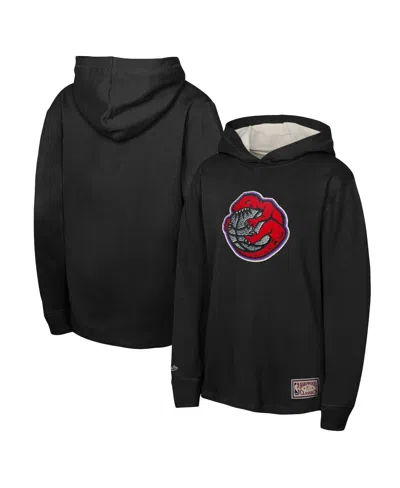 Mitchell & Ness Kids' Big Boys And Girls Black Toronto Raptors Hardwood Classics Lightweight Thermal Long Sleeve Hoodie T-
