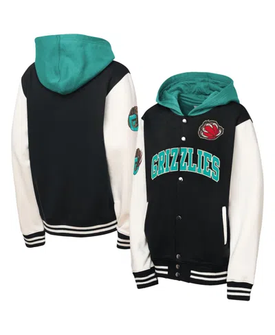 Mitchell & Ness Kids' Big Boys And Girls Black Vancouver Grizzlies Hardwood Classics Courtside Fleece Full-snap Hooded Jac