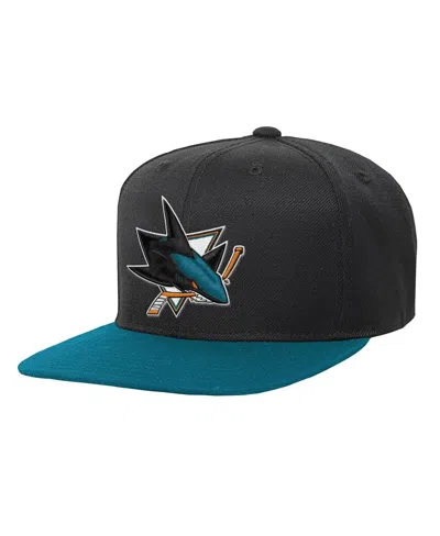Mitchell & Ness Kids' Big Boys And Girls Black/teal San Jose Sharks Core Team Two-tone Snapback Hat