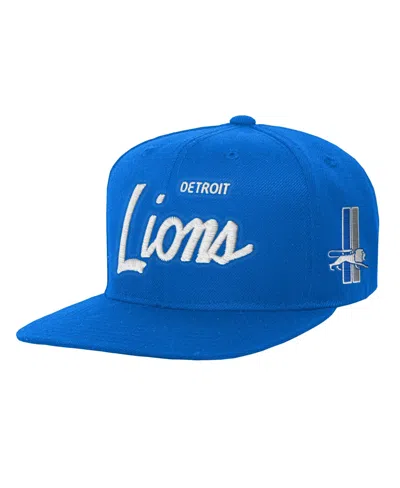 Mitchell & Ness Kids' Big Boys' And Girls' Blue Detroit Lions Head Coach Flat Brim Snapback Hat