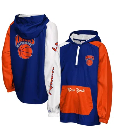 Mitchell & Ness Kids' Big Boys And Girls Blue New York Knicks Playoff Anorak Quarter-zip Windbreaker Jacket In Multi
