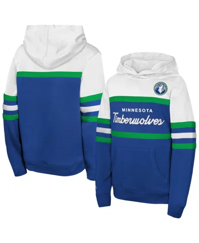 Mitchell & Ness Kids' Big Boys' And Girls' Blue/white Minnesota Timberwolves Vintage Head Coach Hoodie In Blue,white