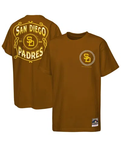 Mitchell & Ness Kids' Big Boys And Girls Brown San Diego Padres Cooperstown Rodeo Rope T-shirt
